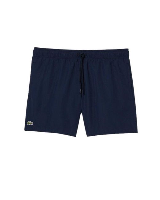 Lacoste Blue Logo Patch Drawstring Swim Shorts for men