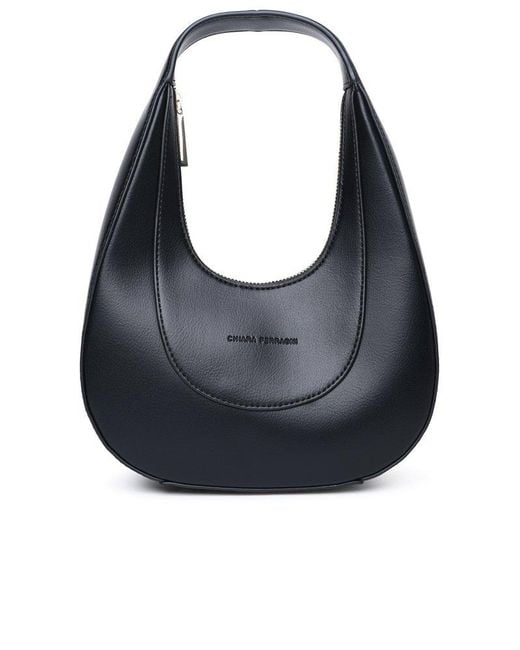 Chiara Ferragni Black Logo Debossed Top Handle Bag