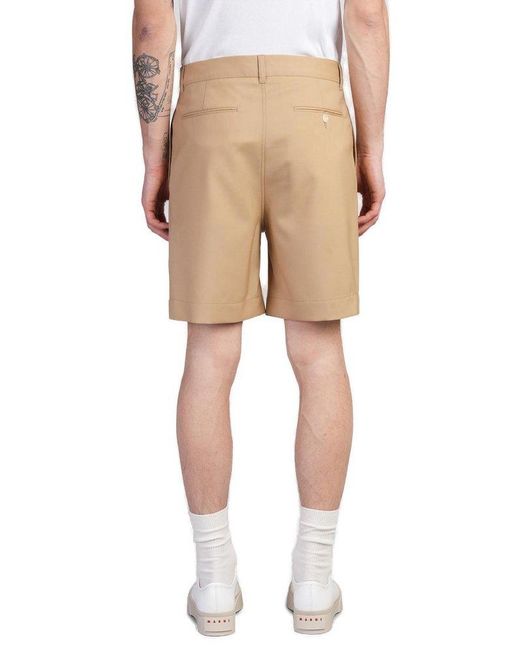 Marni Natural Pleated Detail Knee-Length Shorts for men