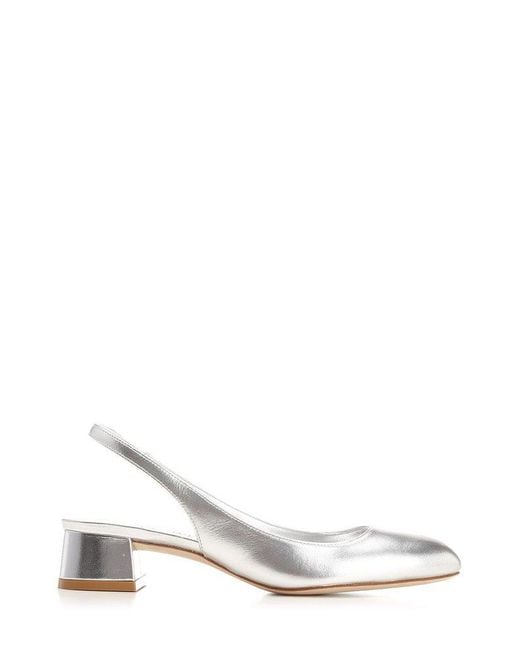 Round toe top slingback heels