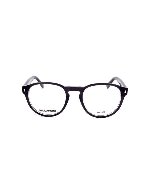 DSquared² Black Round Frame Glasses for men