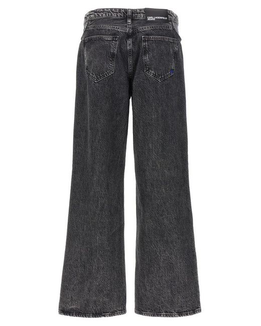 Karl Lagerfeld Blue Rhinestone Detail Jeans
