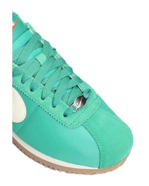 Nike Green Cortez Round-Toe Low-Top Sneakers