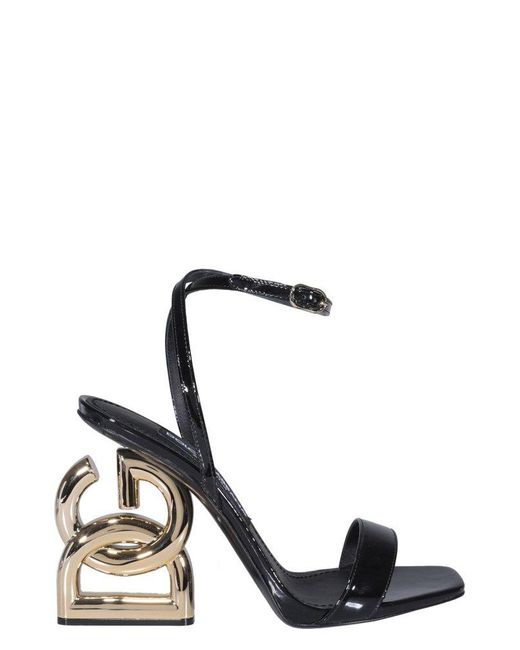 Dolce & Gabbana Keira Logo Heel Sandals in Black | Lyst