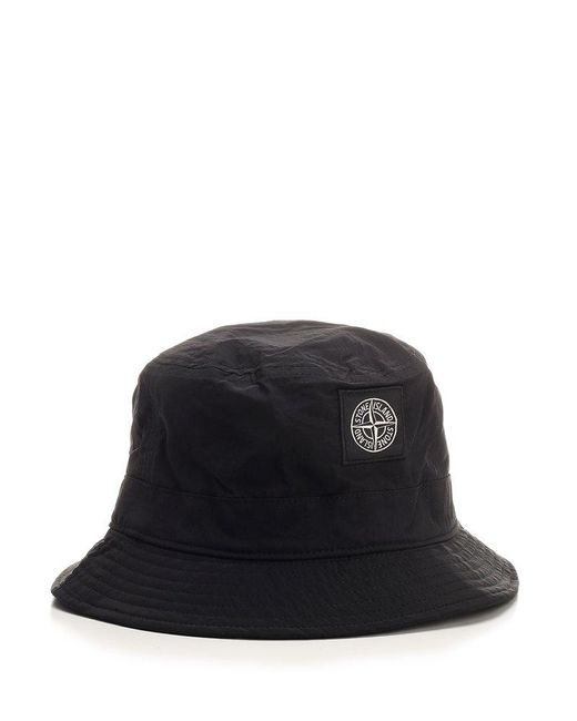 Stone Island Logo-patch Bucket Hat in Black for Men | Lyst