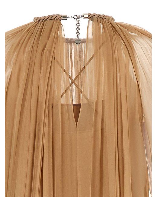 Alberta Ferretti Natural Long Chiffon Dress