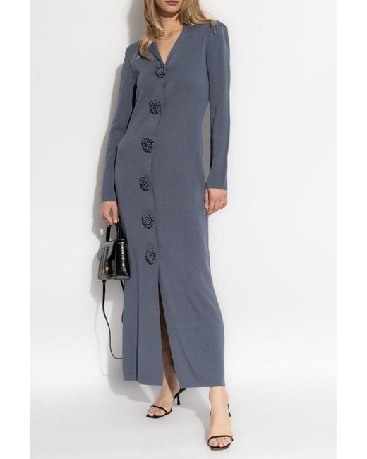 By Malene Birger Blue Floral Button Maxi Dress