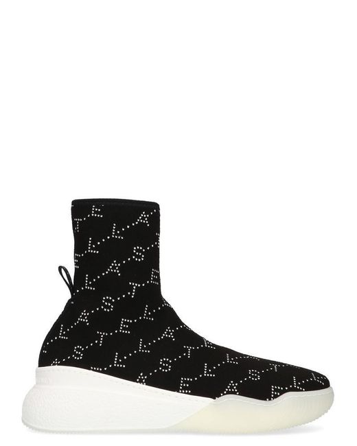 Stella McCartney Black Logo Embellished Slip-on Sock Sneakers