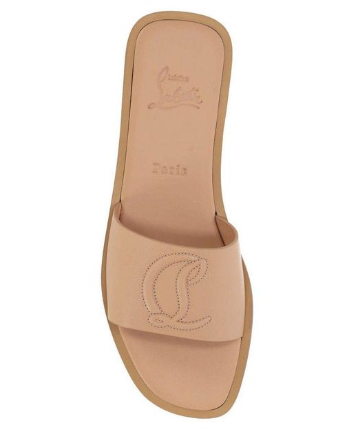 Christian Louboutin Natural Logo Embossed Slip-on Sandals