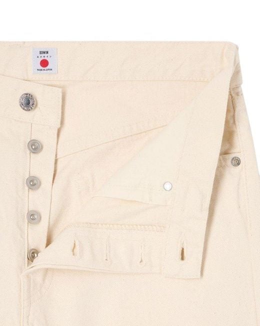 Edwin White Button Fly Jeans for men