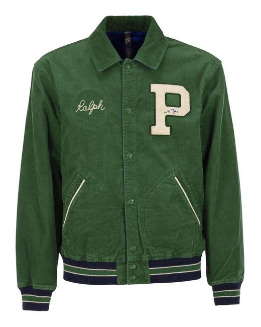 Polo Ralph Lauren Reversible Letterman Jacket in Green for Men Lyst