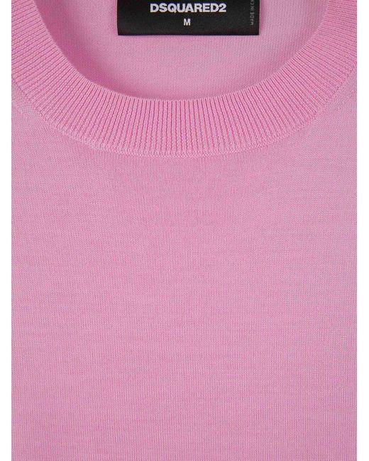 DSquared² Pink Logo Wool Sweater for men