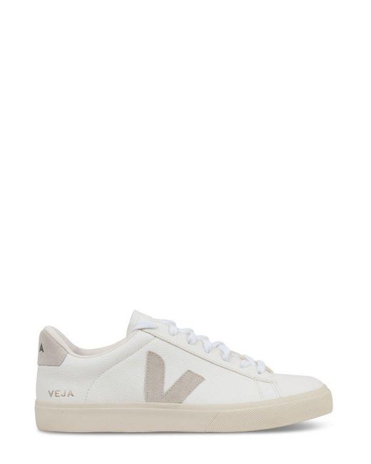 Veja White Round Toe Lace-up Sneakers for men