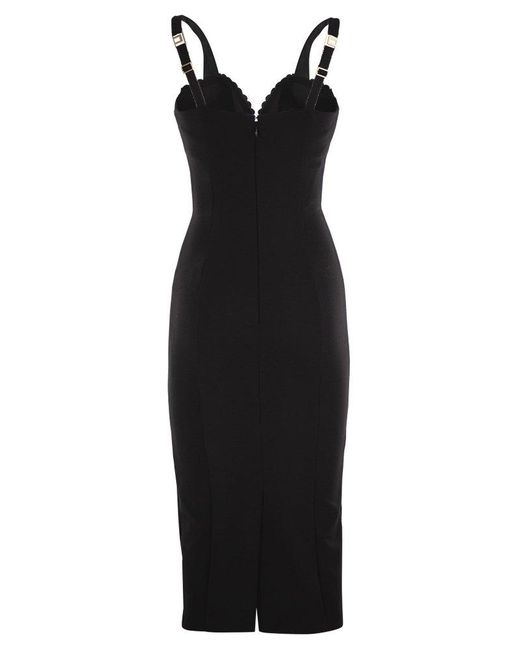 パーティードレス ELISABETTA FRANCHI Double stretch crepe dress with embroider Elisabetta Franchi Double Stretch Crepe Dress With