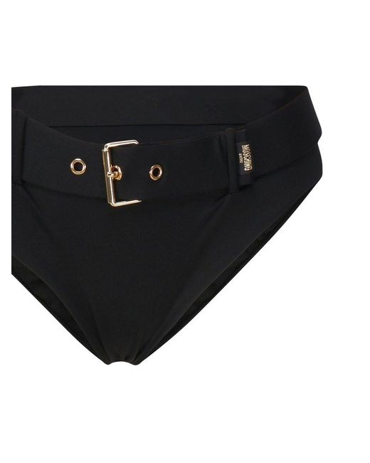 Moschino Black Belted Waist Bikini Bottoms