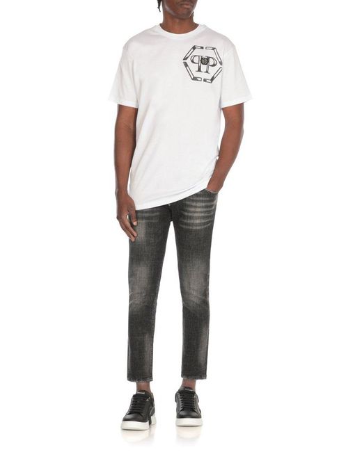 Philipp Plein White Cotton T-Shirt for men