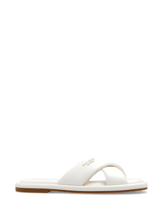 Kate Spade White Crossband Slide Sandals