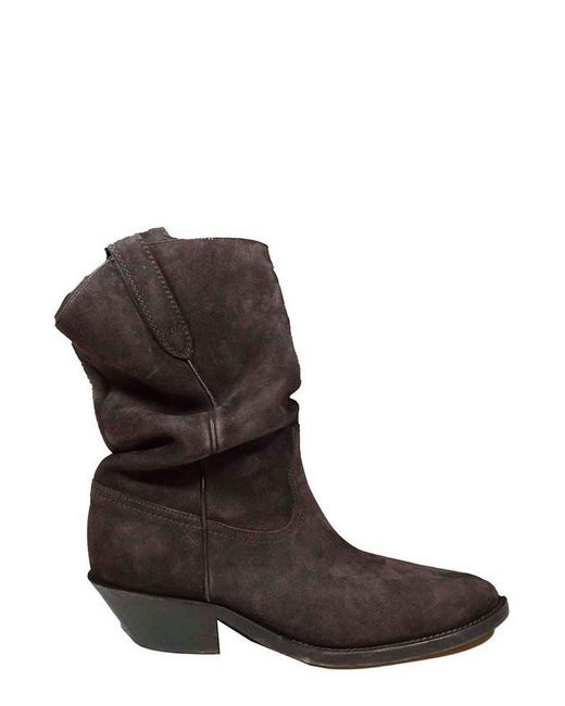 Maison Margiela Brown Tabi Ruched Western Boots