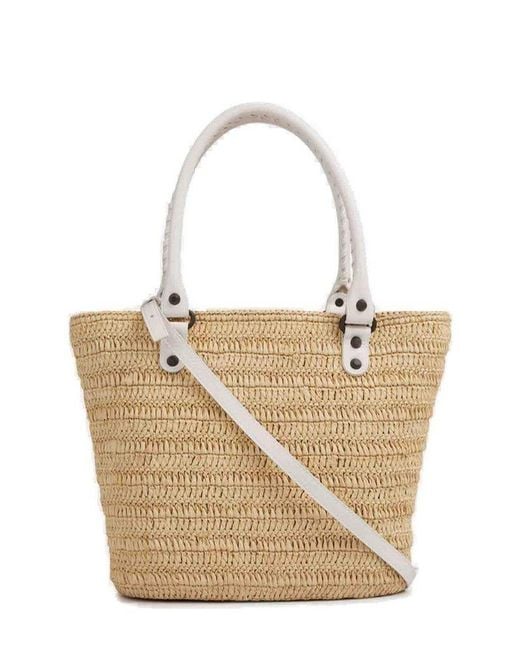 Balenciaga White Le Cagole Raffia Basket Bag