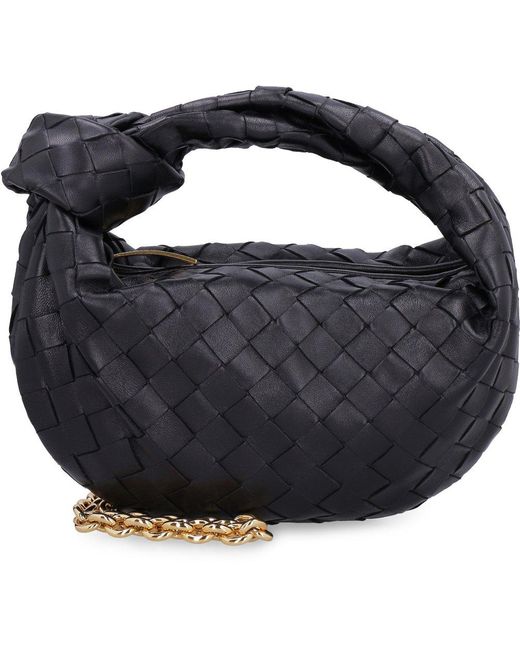 Bottega Veneta Leather Mini Jodie Chain Detail Tote Bag in Black | Lyst