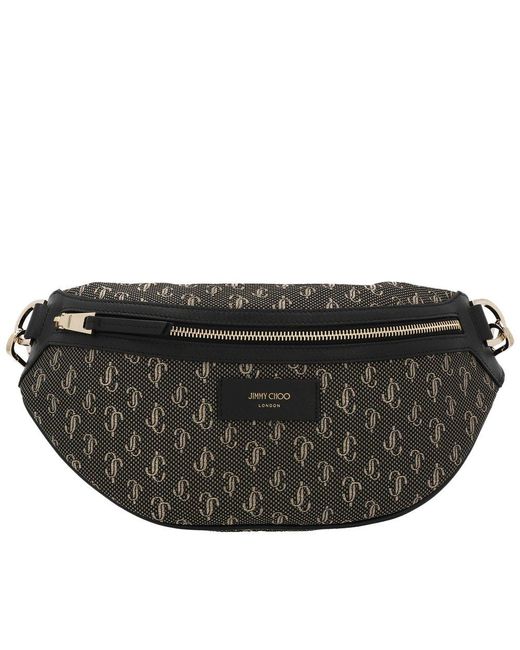 Jimmy Choo Leather York Jc Logo Jacquard Belt Bag in Black for Men