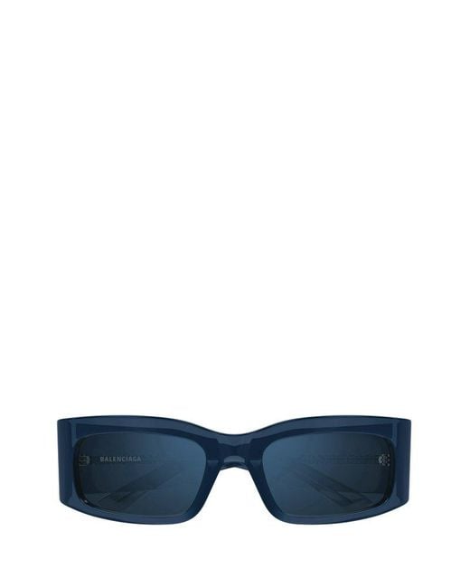 Balenciaga Blue Rectangular Frame Sunglasses