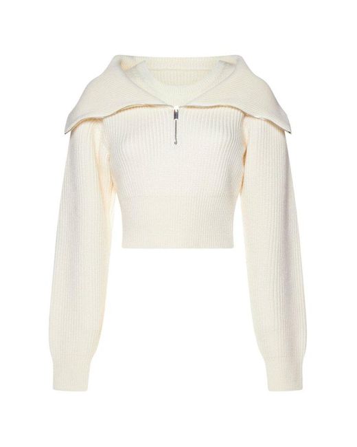 Jacquemus Wool Risoul Double Collar Sweater in White | Lyst