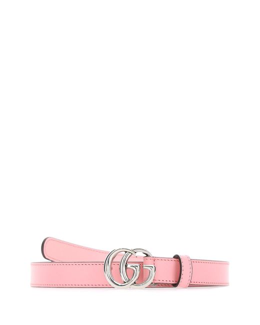 Gucci Pink Thin Belt With Double G Buckle