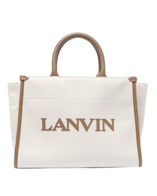 Lanvin Natural Logo Printed Tote Bag