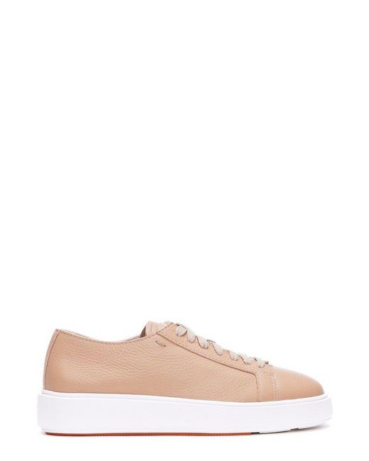 Santoni Pink Round-toe Lace-up Sneakers
