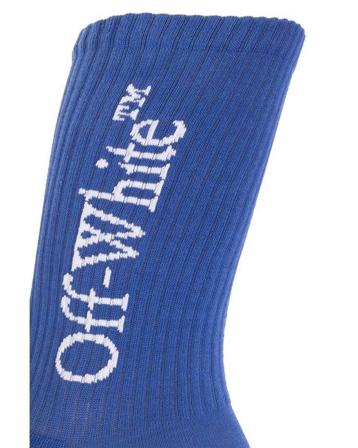 Off-White c/o Virgil Abloh Blue Logo Cotton Socks for men