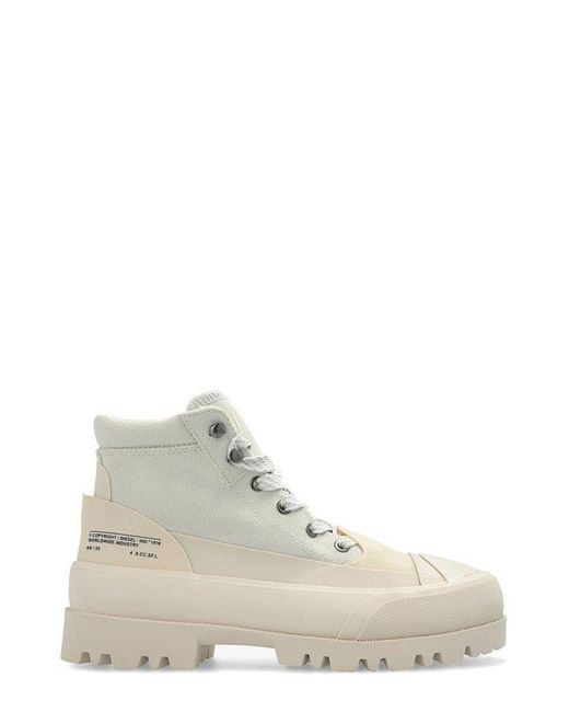 DIESEL White D-hiko Bt X Lace-up Ankle Boots