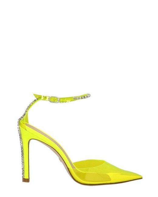 Stuart Weitzman Glam Crystal-embellished Strap Pump in Yellow | Lyst UK