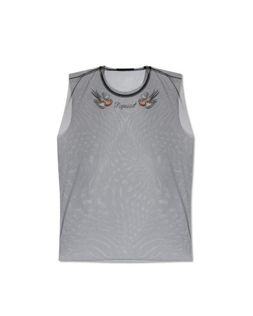 DSquared² Gray Transparent Sleeveless T-shirt, for men