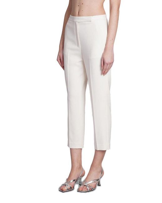Theory White Pressed Crease Tailored Pants