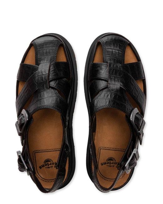 Dr. Martens Black Fisherman Embossed Sandals