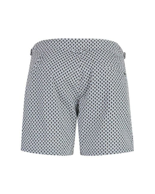 Alexander McQueen Blue Printed Swim Shorts for men