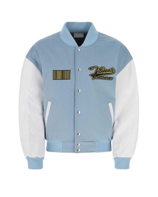 Vetements Blue Logo Embroidered Buttoned Jacket for men
