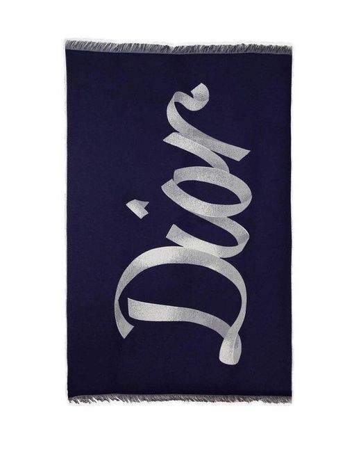 Dior Blue Logo Detailed Scarf for men