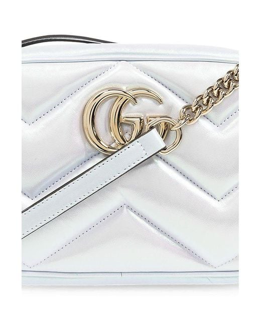 Gucci White 'GG Marmont Small' Shoulder Bag
