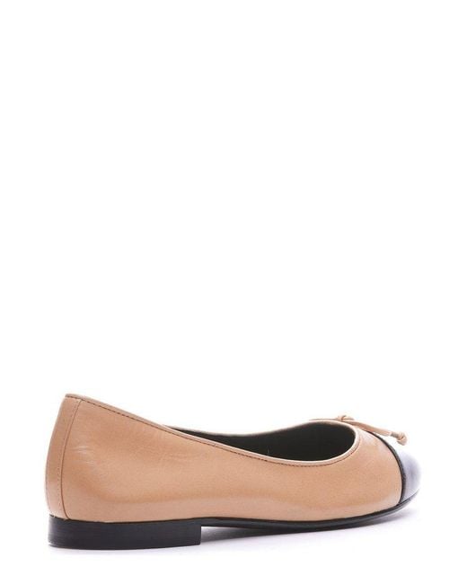 Tory Burch Brown Bow Leather Ballet Flats