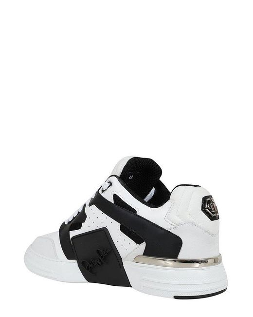 Philipp Plein White Two-toned Lace-up Sneakers for men