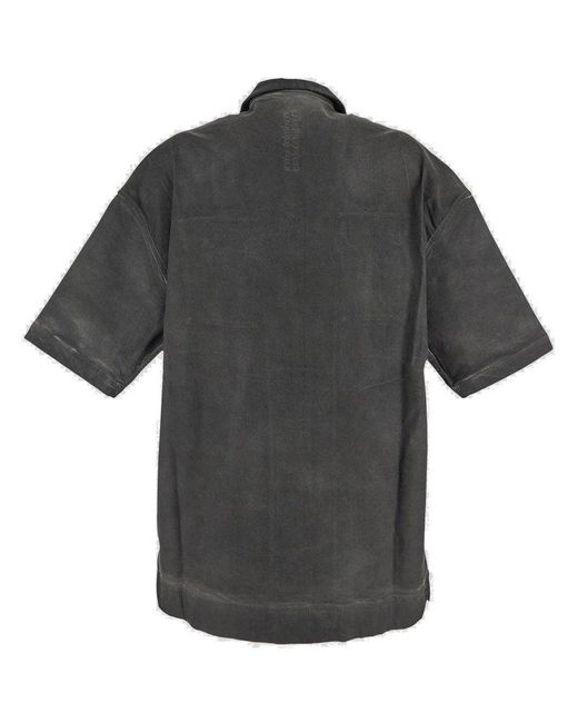 Rick Owens Black Short-sleeved Oversized Shirt for men