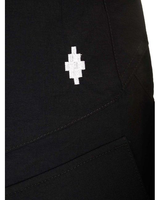 Marcelo Burlon Black Cargo Bermuda Shorts With Embroidered Cross for men