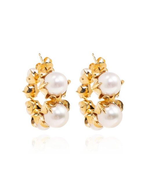 Bottega Veneta Metallic Pearl Earrings,