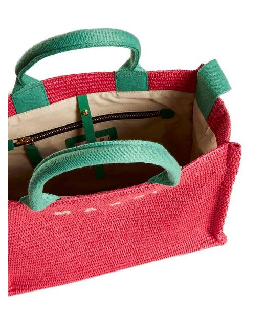Marni Pink Basket Small Fabric Bag