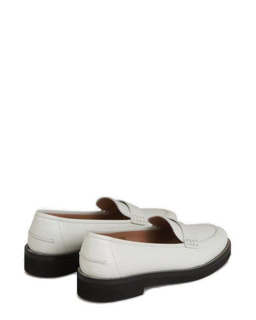 Aquazzura White Aqua Round Toe Slip-on Loafers