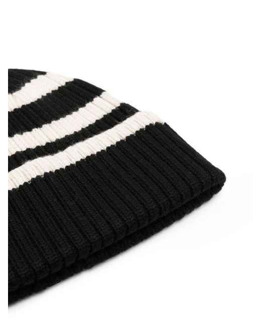 Totême  Black Striped Wool Beanie Hat
