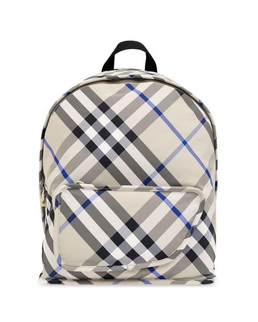 Burberry Gray Checked Backpack for men