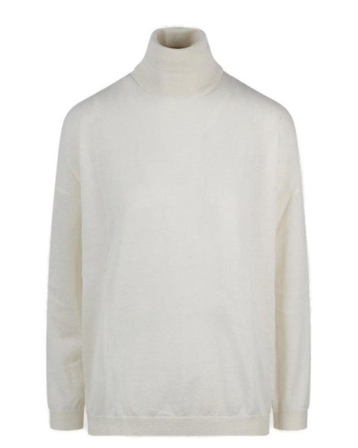 P.A.R.O.S.H. White Roll-neck Knitted Jumper